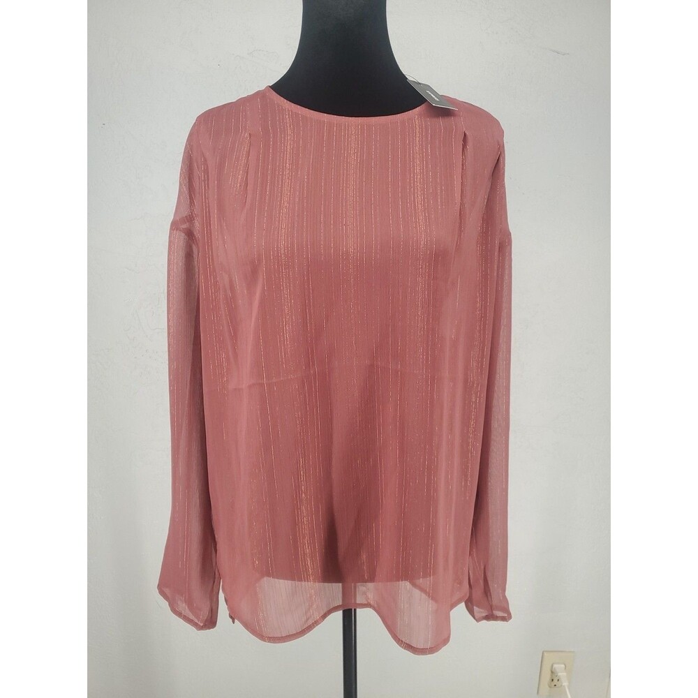 Mauve Pink Sheer‎ Metallic Blouse Shirt Top Coastal Boho Soft | Express  L NWT
